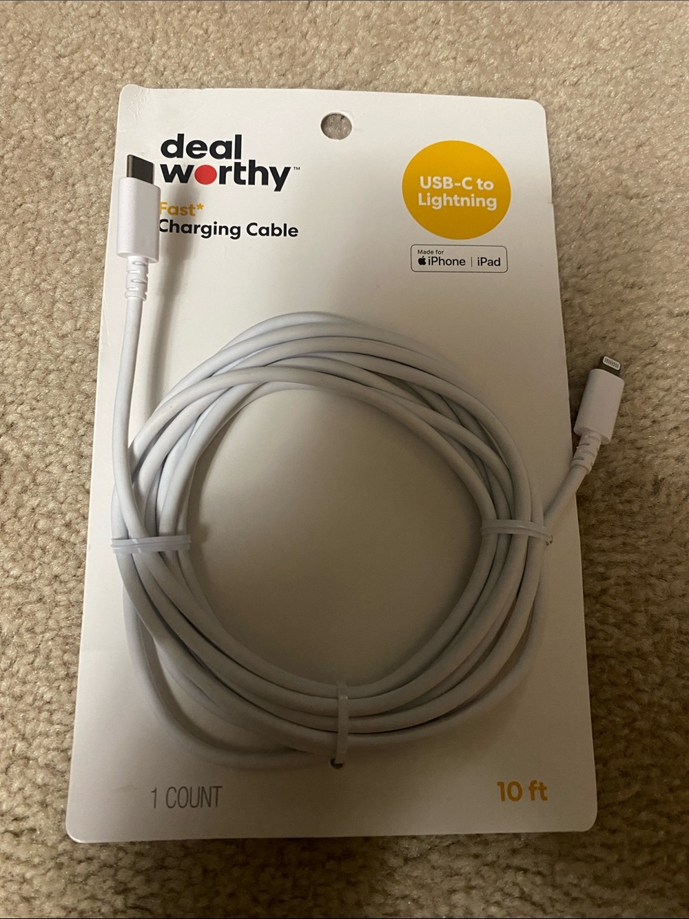 10ft USB-C to Lightning Charging Cable – White